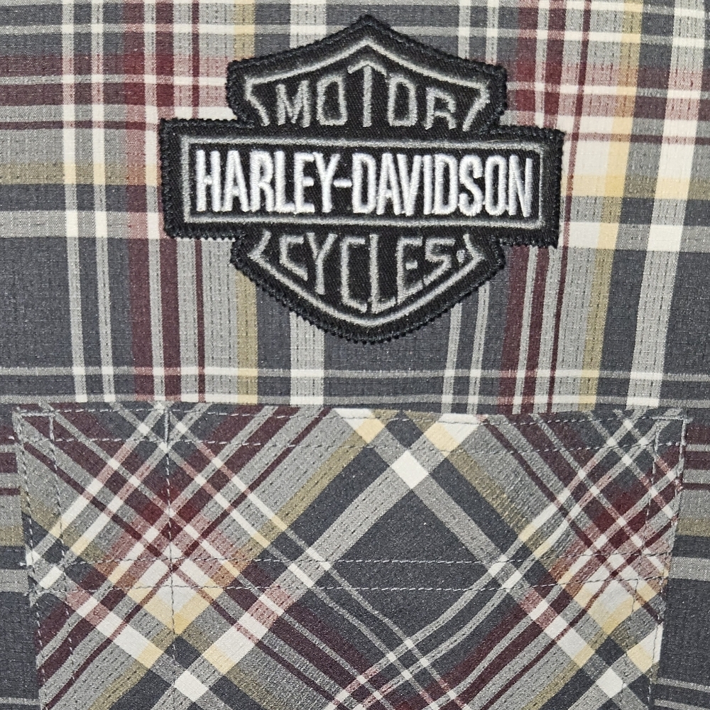 Official Harley-Davidson Multicolor Plaid Wicking Short-sleeved Men's Shirt 5XL